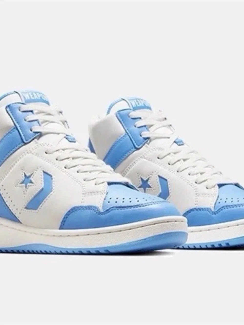 Converse Weapon Mid Light Blue Leather Basketball “UNC” Shoes A10597C Mens 10.5